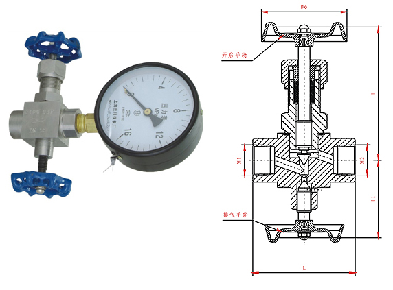  J19W压力表三通阀结构图
