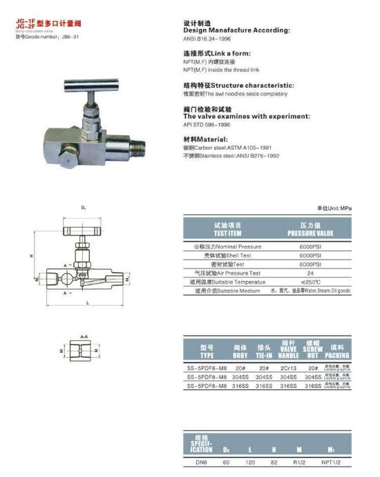 多口计量阀JG-1F、JG-2F结构图