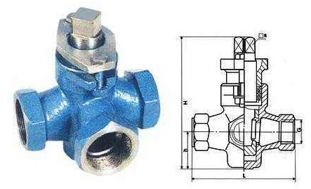 三通内螺纹不锈钢旋塞阀结构图