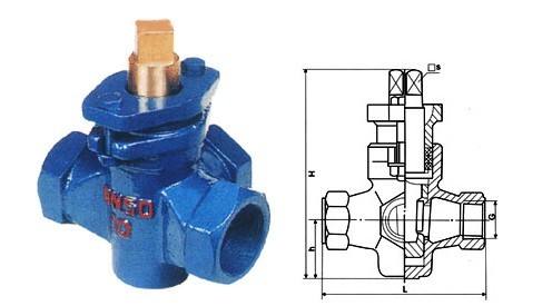 三通铜芯内螺纹旋塞阀X14T结构图