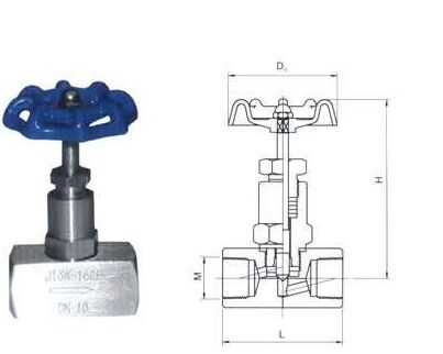 J11W内螺纹针型截止阀结构图