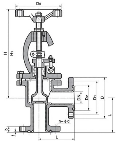 J44F46衬氟直角截止阀结构图