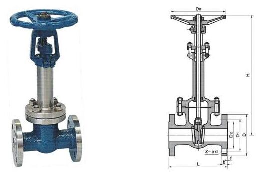 低温闸阀DZ40Y结构图