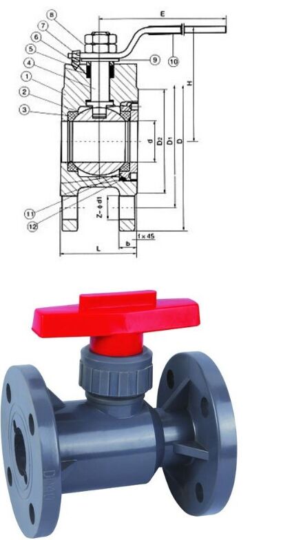 UPVC塑料球阀结构图