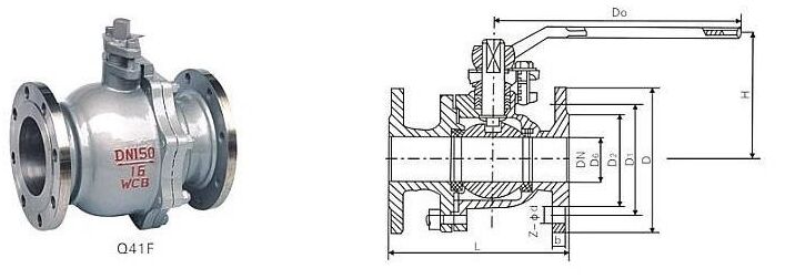法兰碳钢球阀结构图