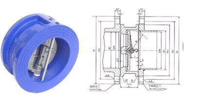 H77X对夹式双瓣止回阀结构图
