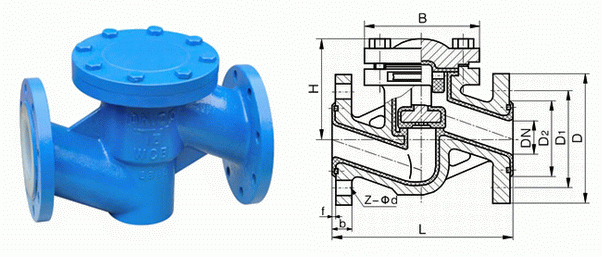 H41F46衬氟止回阀结构图