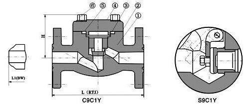 锻钢法兰止回阀H41H结构图