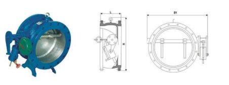 H47X蝶式缓冲止回阀结构图
