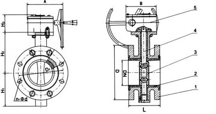 D341X法兰橡胶蝶阀结构图