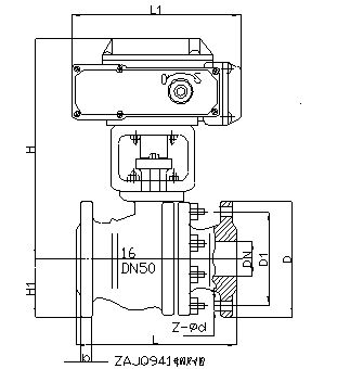 电动法兰式调节球阀外形尺寸